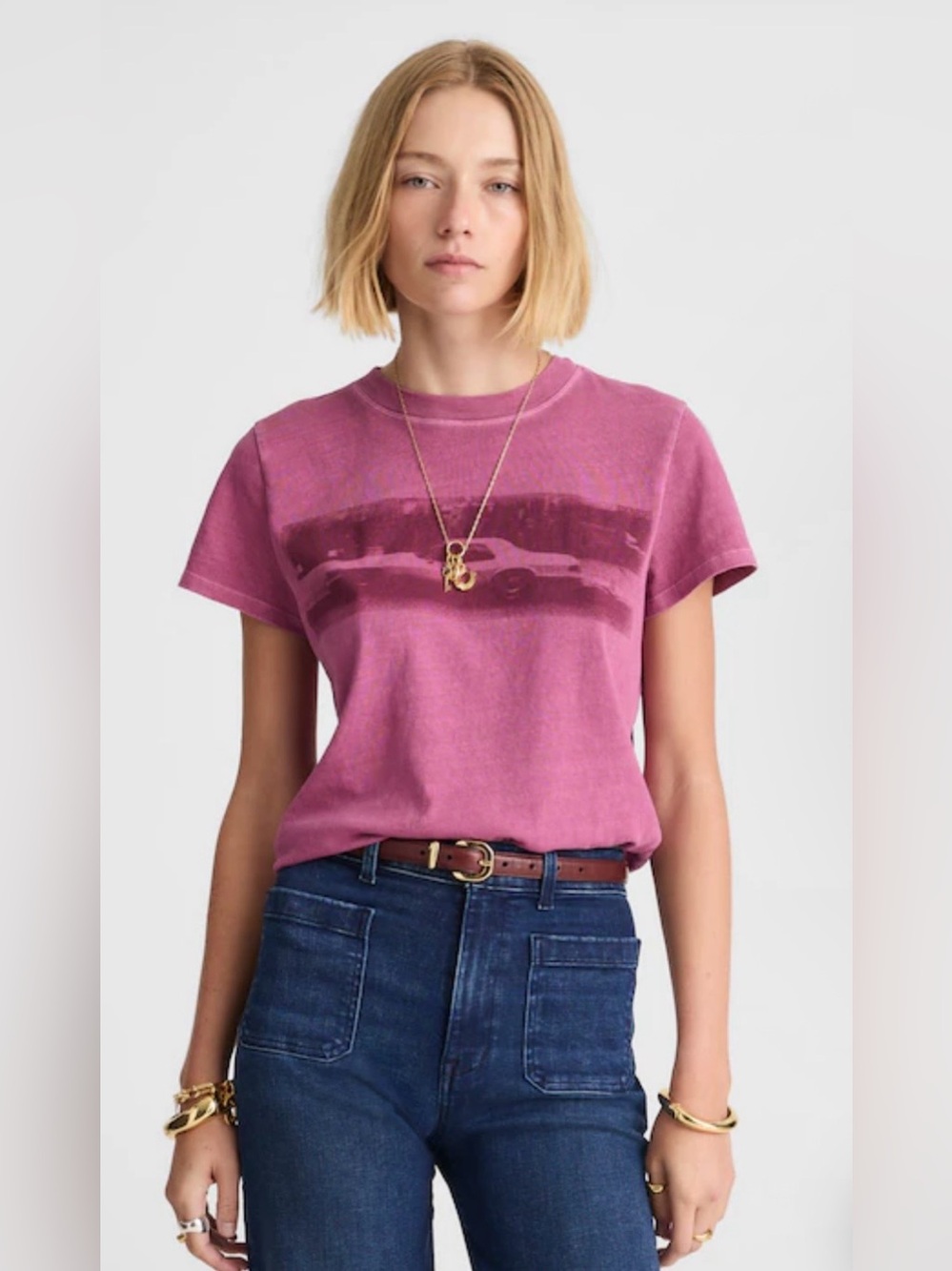 Madewell Graphic Crewneck Tee in Vintage
Pink Jersey Car Graphic M NWT